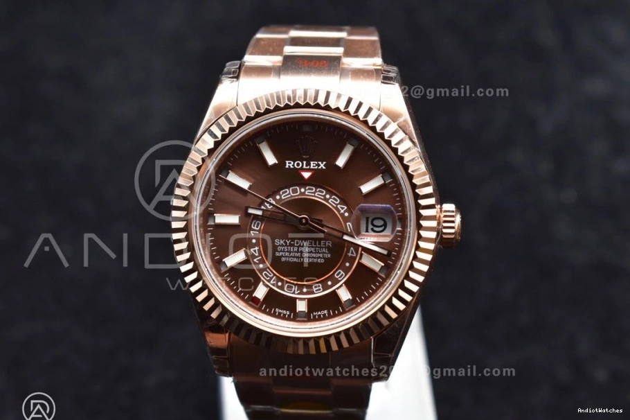 on RG Bracelet Best A23J Brown Dial Skydweller Noob Sleek Edition RG 1103 0210